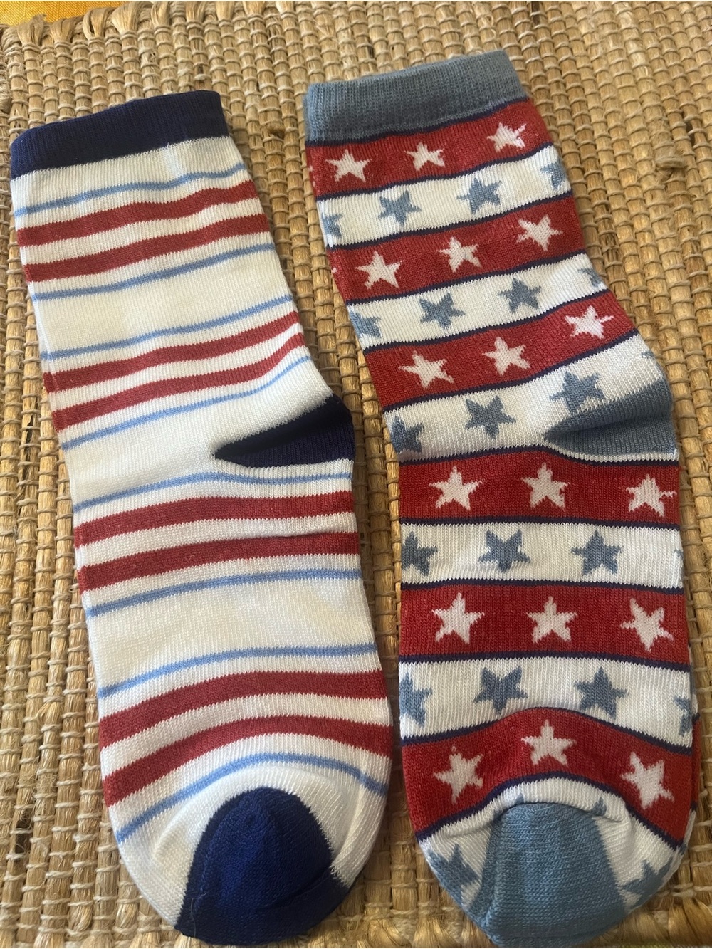 Women’s Red, White & Blue Patterned Crew Socks - 2pairs